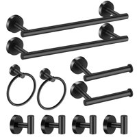 Juego De Accesorios De Baño Hinmood De Acero Inoxidable Negro, 10 Piezas