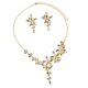 thumbnail image 3 of declaración de lujo rhinestone babero collar pendientes nupcial boda conjunto oro, 3 of 5