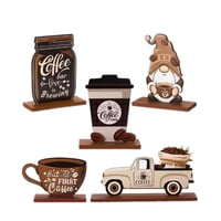 Magideal - Decoración De Tabletas A Nivel De Café De 5X Juego Decoración De La Cafetería Decoración De La Pieza De Mesa Rústica Para El Escritorio De La Oficina