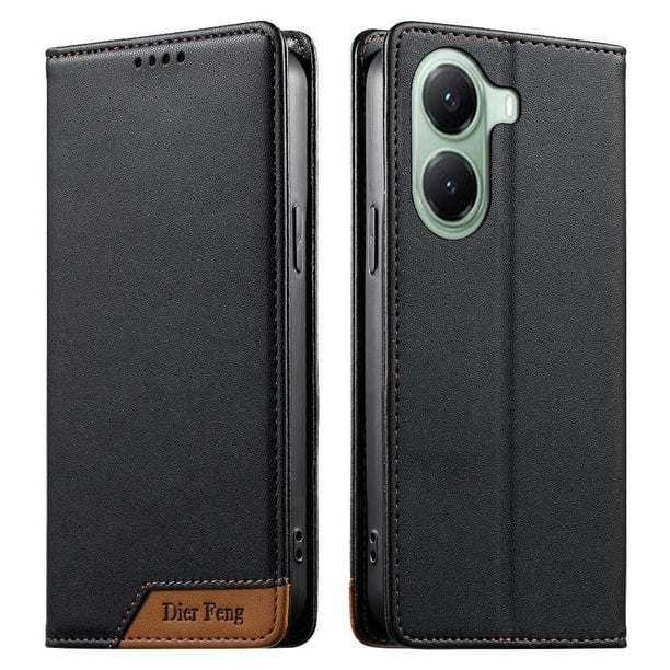 Funda Tipo Cartera de Cuero Sintético para XIAOMI POCO x7Pro Bloqueo RFID, con Ranuras para Tarjetas y Bolsillo para Efectivo, Cierre Magnético Fuerte Negro