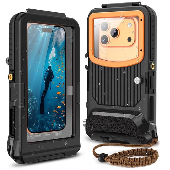 Carcasa Submarina YIXXI para iPhone 15 m Impermeable Negro Naranja