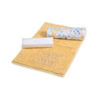 Juego De Baño En Caja 4 Piezas Cortina Con Alfombra Mashini