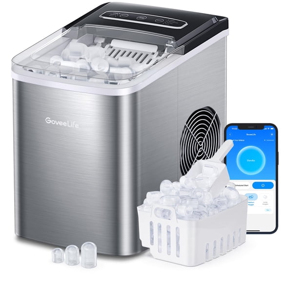 Máquina de hacer hielo inteligente GoveeLife para encimera, 12 kg/24 horas