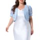 thumbnail image 1 of Agnes Orinda Women's Plus Size Chaquetas Cortas Abiertas de Manga Corta con Encaje Floral Transparente Boleros 1X Azul Cielo, 1 of 6