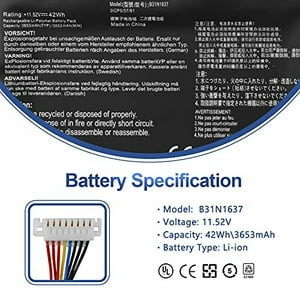 Antiee B31N1637 Reemplazo De Batería Para Portátil Asus Vivobook X510