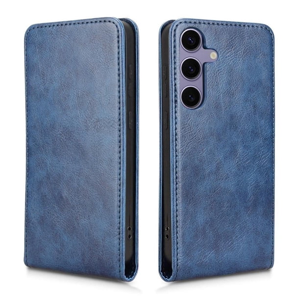 Funda tipo folio para Samsung Galaxy S24 Plus con soporte magnético y protección para la cámara Azul