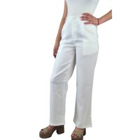 Likeshop - Pantalón Vestir Semi Formal Tipo Lino Recto Casual Tiro Alto 096