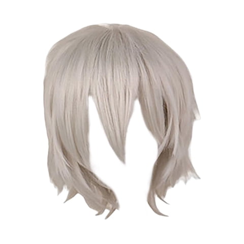 Ioensy - Cosplay Peluca Corta Resistente Al Calor Spiky Para Disfraz Hombres Cosplayer Blanco