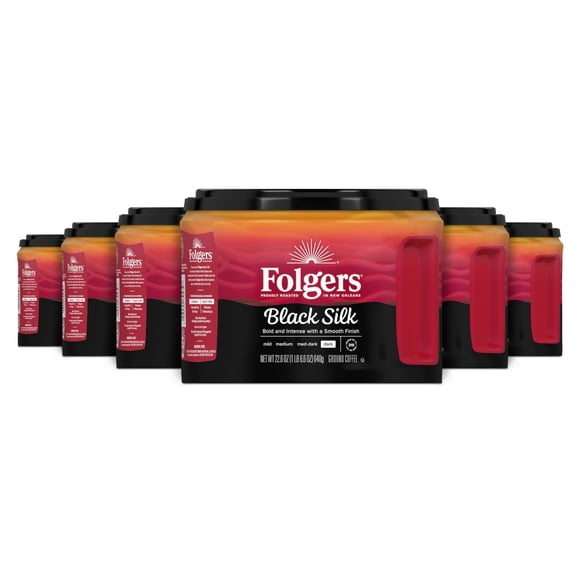Coffee Folgers, color negro, molido y tostado oscuro, 670 ml x 6