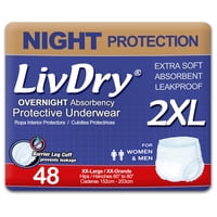 Pañales Para Adultos Overnight Livdry Xxl Para Mujeres Y Hombres, Paquete De 48