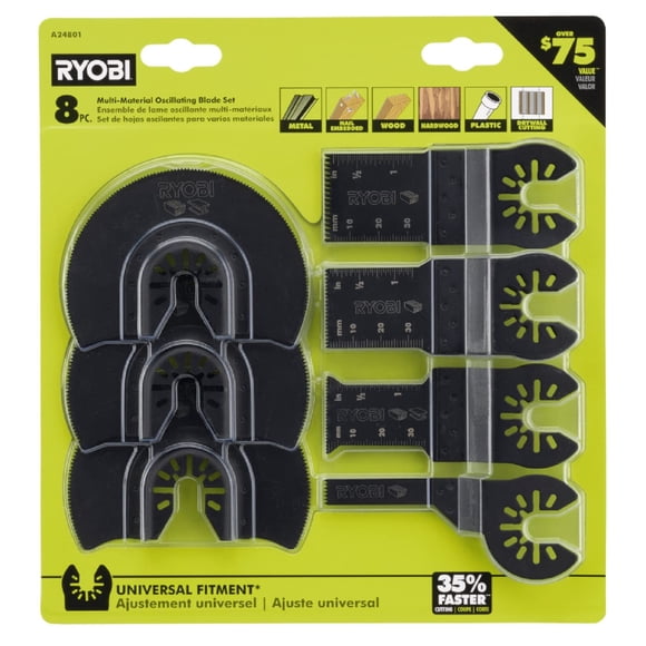RYOBI Set de 8 Hojas Oscilantes Multi-Material