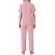 thumbnail image 3 of INSPIRE CHIC Conjunto de Pijama para Mujer con Manga Corta, Camisa Abotonada con Ribete en Contraste y Pantalones Largos para Estar en Casa XL Gris Rosa, 3 of 6