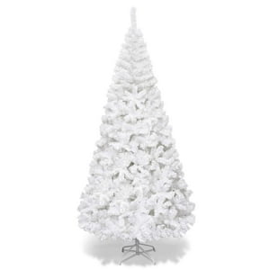 Árbol De Navidad Goplus Artificial Blanco De 2,1 M Con Patas De Metal
