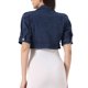 thumbnail image 3 of INSPIRE CHIC Chaqueta de Jean de Mujer con Manga Corta y Solapa, Talla M, Azul Oscuro, 3 of 6