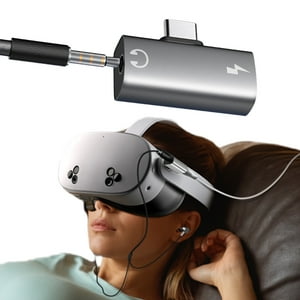 Genérico - 2 En 1 Usb C A Aux Audio Jack Dongle Cable Cord With Aux Audio Jack Pd 30W Audio Aux Adapter Usb C Splitter For Meta Quest 3S-Negro