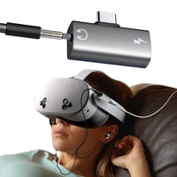 Genérico - 2 En 1 Usb C A Aux Audio Jack Dongle Cable Cord With Aux Audio Jack Pd 30W Audio Aux Adapter Usb C Splitter For Meta Quest 3S-Negro