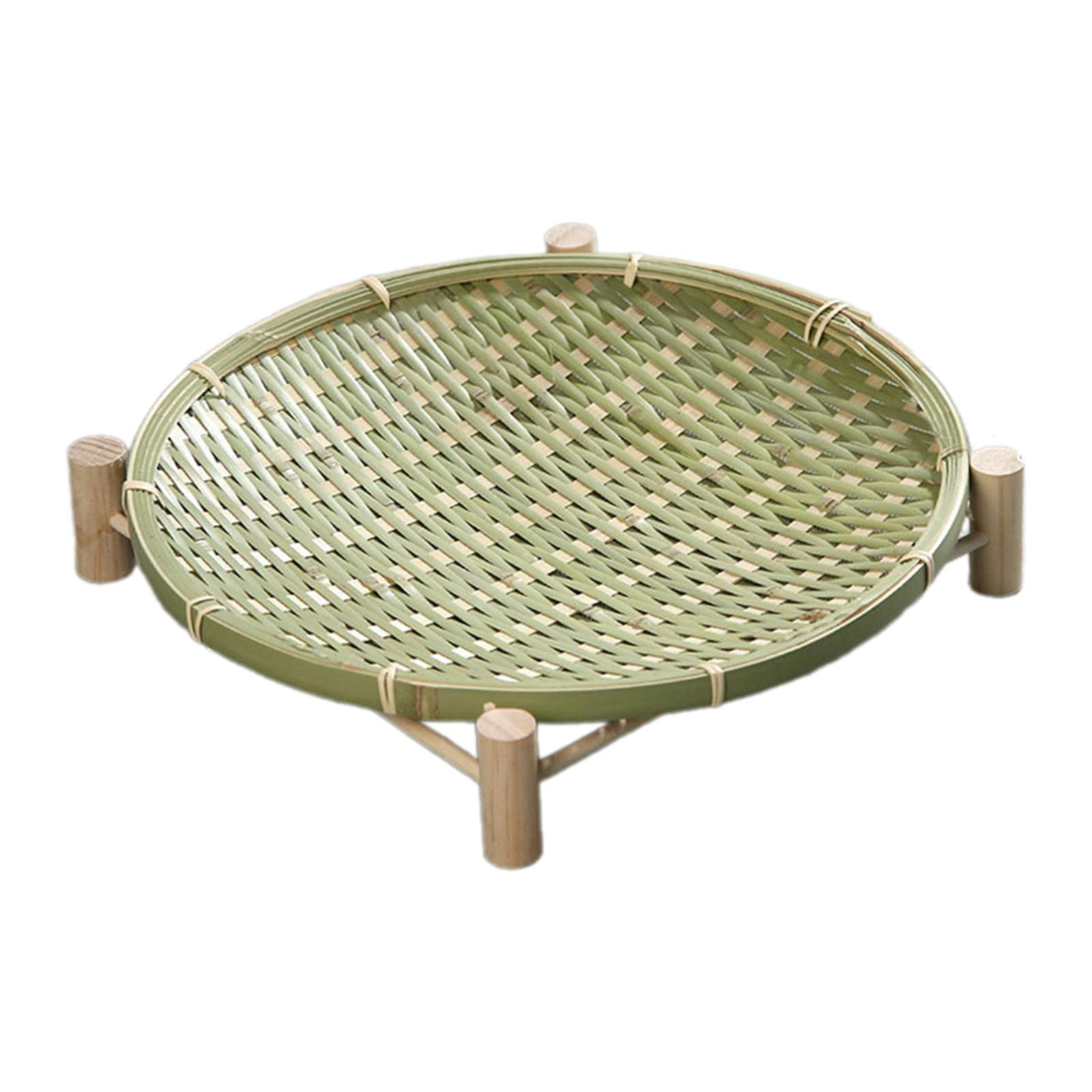 Bothyi - Bandeja De Cesta Tejida De Bambú, Bandeja De Almacenamiento Redonda Para Verduras, Mueble De Desayuno, 30 Cm, Verde