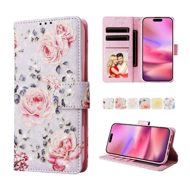 FOXDOCK Funda Tipo Cartera Floral para iPhone 11 Pro ,Funda con Tapa de Cuero PU, Protección Antigolpes con Ranuras para Tarjetas y Soporte
