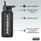 thumbnail image 2 of Termo Acero Inoxidable 1lt Hyperhike Botella Térmica 3 Tapas Negro, 2 of 7
