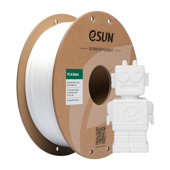 Filamento para impresora 3D eSun PLA Basic, bobina de 1,75 mm y 1 kg, color blanco