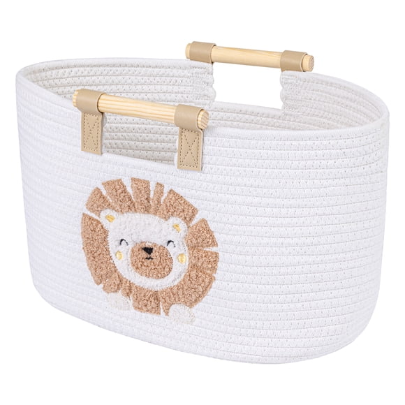1 Paquete de Cesta de Almacenamiento Tejida, Caja de Almacenamiento para Estante y Armario para Mantas, Ropa, Caja Organizadora con Asas de Madera para Decoración del Hogar León 15*9.4*7.9in
