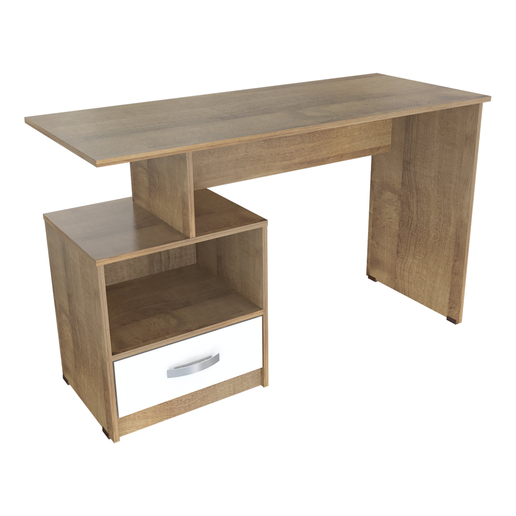 Inval - Escritorio 1 Cajón Amaretto-blanco 75x120x50 Cm Es4603