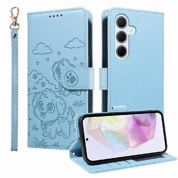Funda Billetera FOXDOCK Compatible con Samsung Galaxy A35 5G, Diseño Perrito Tierno, Ranuras para Tarjetas y Soporte Plegable