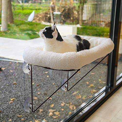 Percha Para Ventana Con Forma De Gato Zakkart, 100% Con Soporte Metálico Y Cama