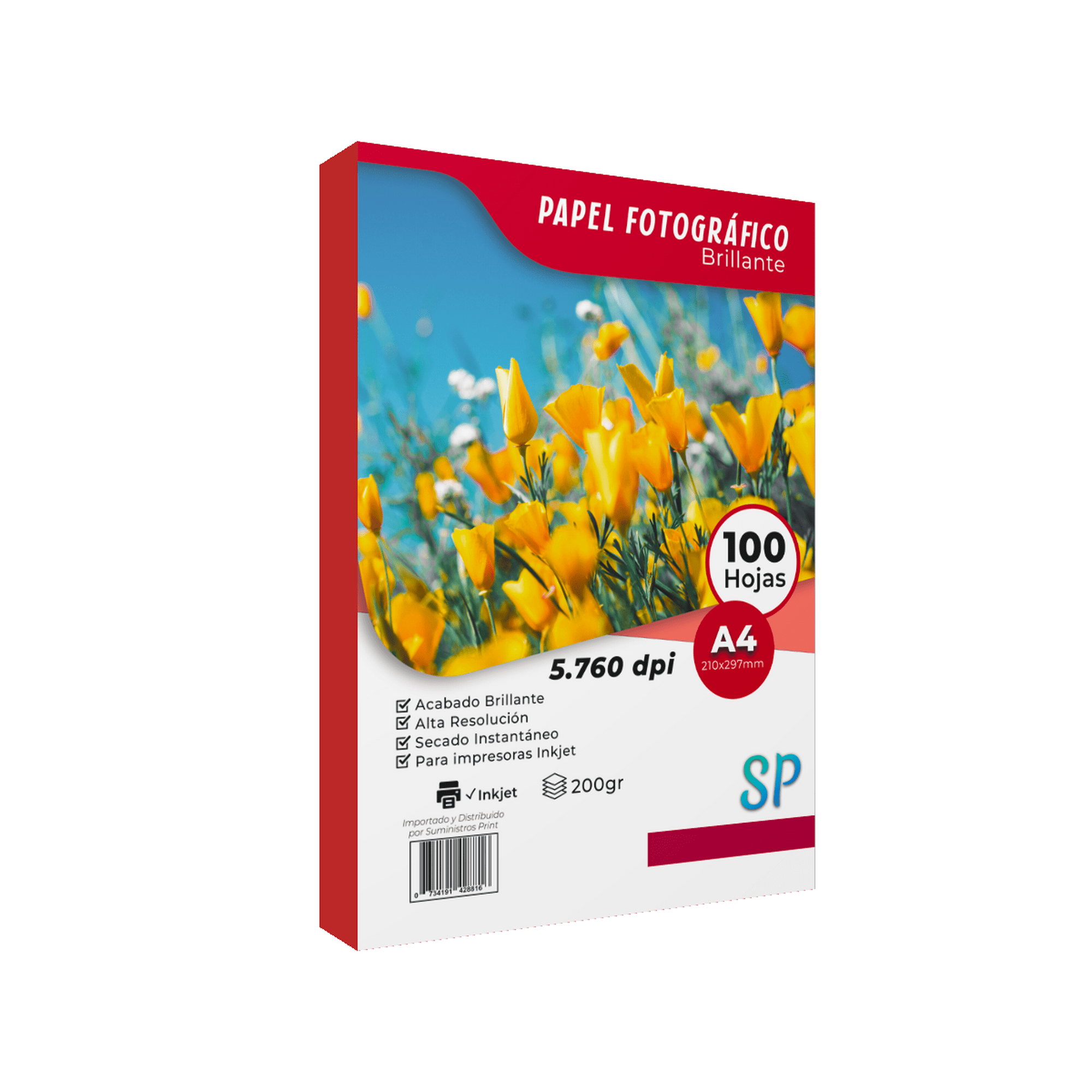 Sp Suministros Print - Papel Fotográfico Brillante A4 200gr X 100 Hojas