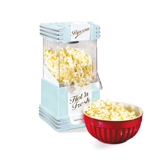 Popcorn Maker Nostalgia Retro Hot Air, 12 tazas, color aguamarina