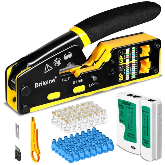 Kit De Herramientas De Crimpado Rj45 Pass Through Para Cat6 Con Comprobador