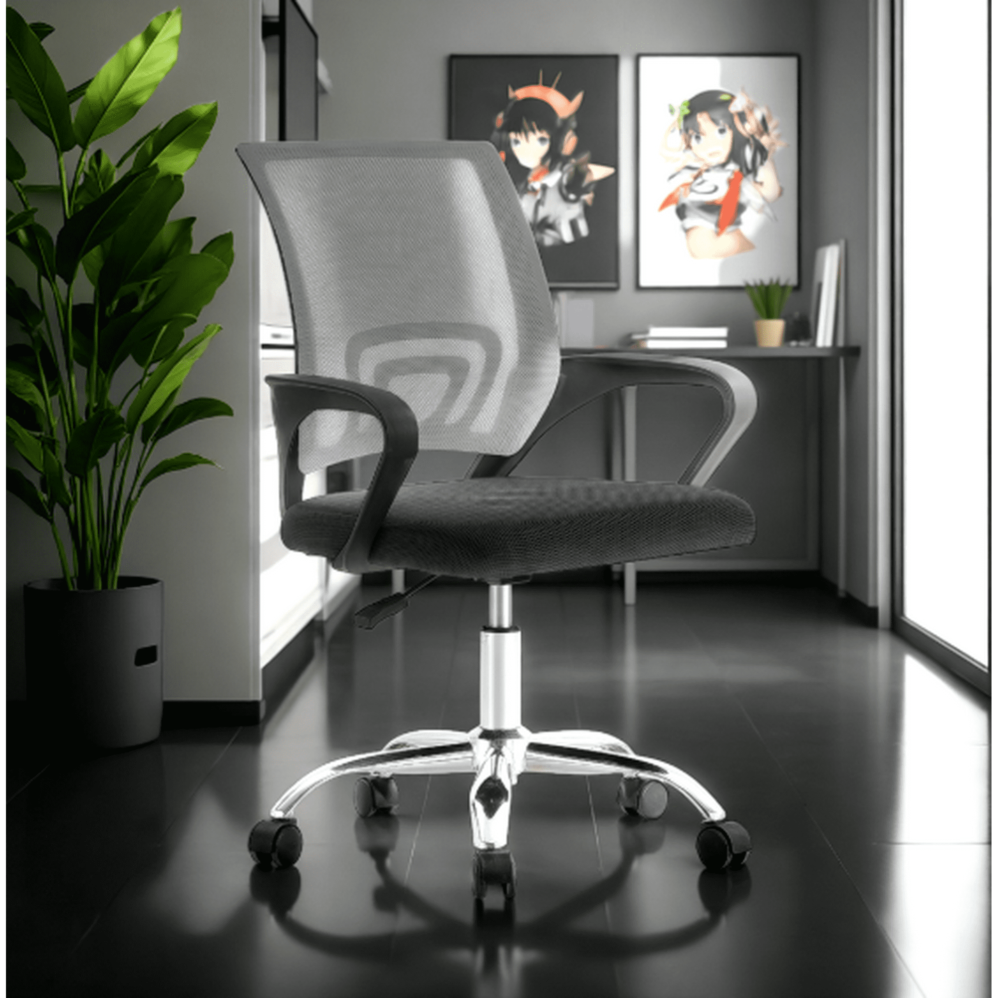 Arthome - Silla De Oficina Ejecutiva Nueva York Ergonomica Respaldo Malla Gris Bm-520mg