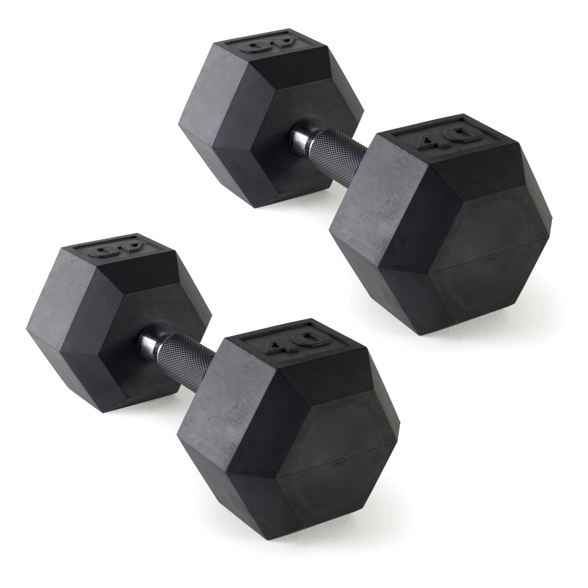 Par De Mancuernas Hexagonales Cap De 40 Lb Con Recubrimiento De Goma Y Agarre Cómodo