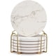 thumbnail image 1 of Juego de posavasos Deceram, absorbente de cerámica de mármol blanco, paquete de 6, 1 of 8