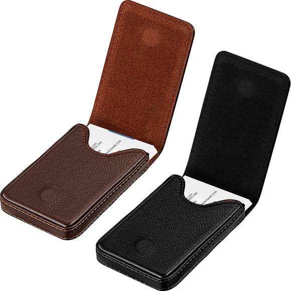 Portatarjetas Outus de Cuero PU Negro y Café - Pack de 2