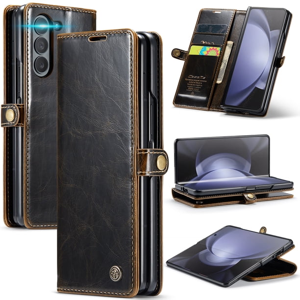 1pc Phone Case With Luxury Retro Flip Artificial Leather Case For Samsung Galaxy Z Fold 5 5G Fold5 Wallet With Card Holder Shockproof Cover