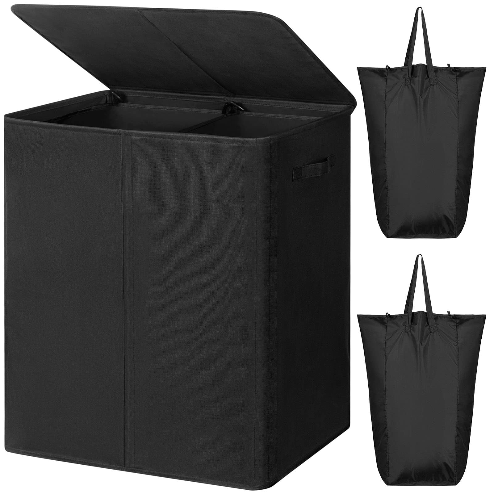 Cesto De Ropa Wowlive 154 L Doble Con Tapa Y Bolsas Extraíbles