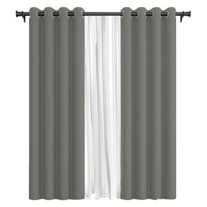 Cortina De Tela Blackout Gris + Velo Vincenzi 140X220