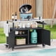 thumbnail image 1 of K&K 54.5" Outdoor Kitchen Island with Stainless Steel Tabletop, Metal Grill Cart Table with Storage Cabinet, Spice Rack and Towel Rack, Outdoor Bar Cart with 4 Lockable Wheels for Outside BBQ, 1 of 3