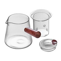 Magideal - Tetera De Vidrio Con Infusor, Segura Para Estufa, Elegante, Fácil De Usar, Simple, Con Mango De Madera, Tetera Transparente Para Acampar, Hogar 1000Ml