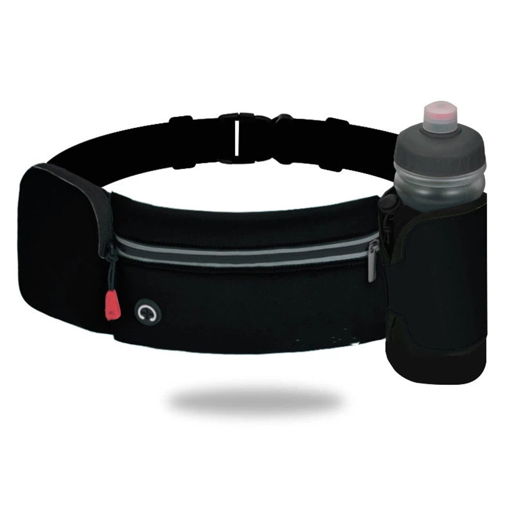 Xusx111 - Bolso De Correr Con Soporte Plegable De Botella De Agua (botellas No Incluidas), Sin Rebote Grande Bolsillo Resistente Al Agua Fanny Pack De Cintura, Hidratación Correr Soporte De Teléfono P