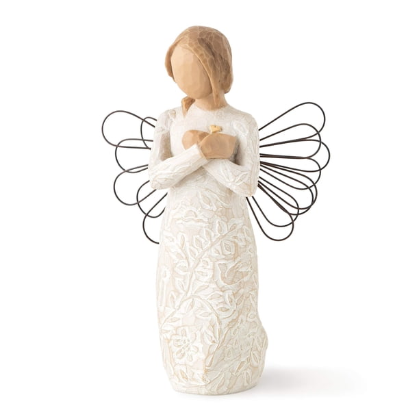 Figura de sauce con forma de ángel con forma de recuerdo de ángel, piel más clara, 13 cm