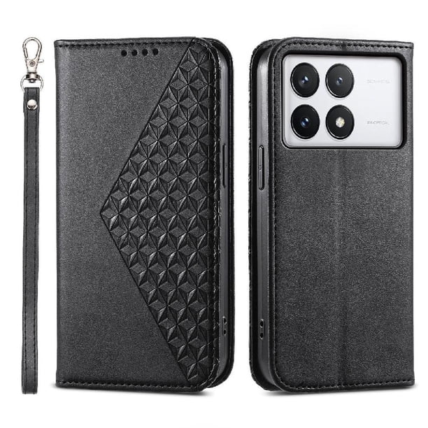 Funda Flip FOXDOCK para Xiaomi Poco X6 Pro 5G , Estilo Billetera con Diseño Rombo, Correa de Mano y Soporte, Uso Diario