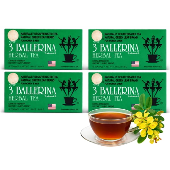 Té 3 Ballerina Dieters Drink Extra Strength - Pack de 4
