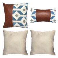 Elizabeth Peper - Pack 4 Fundas Cojin Decorativo Ecocuero Azul 45X45