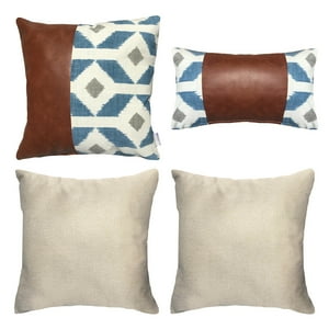 Elizabeth Peper - Pack 4 Cojines Decorativos Ecocuero Azul 45X45