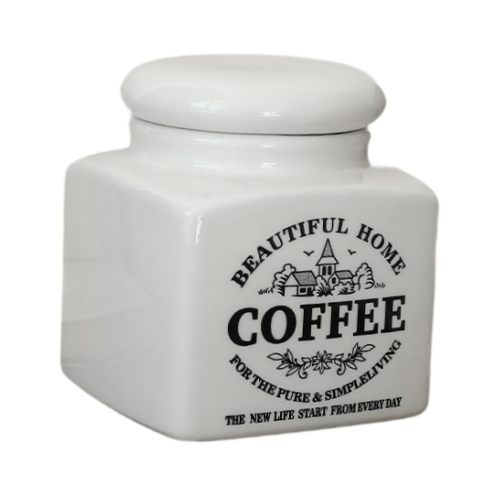 Magideal - Capán De Almacenamiento De Cerámica Airdight Seal Jar De Almacenamiento Accesorios De Barra De Organización Con Un Dispensador De Tapa Para La Mesa De Lata De Café