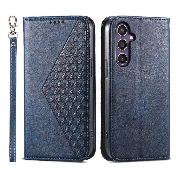 Funda Flip FOXDOCK para Samsung Galaxy S24 , Estilo Billetera con Diseño Rombo, Correa de Mano y Soporte, Uso Diario