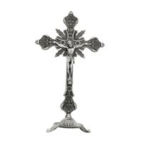 Magideal - Crucifijo De Pie Crucifijo De Jesús Crucifijo Con Soporte Mesa Cruz Para Oraciones Decoración Del Hogar , Peltre Antiguo