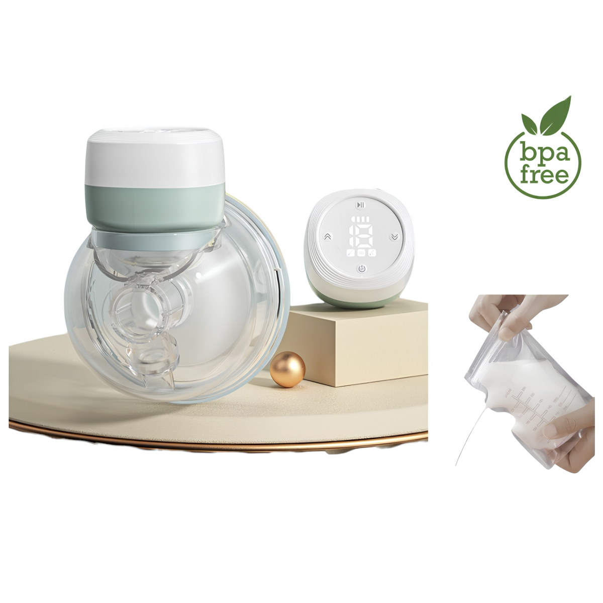 Extractor De Leche Eléctrico Manos Libre Con 10 Bolsas Para Leche W103 Lubabycas